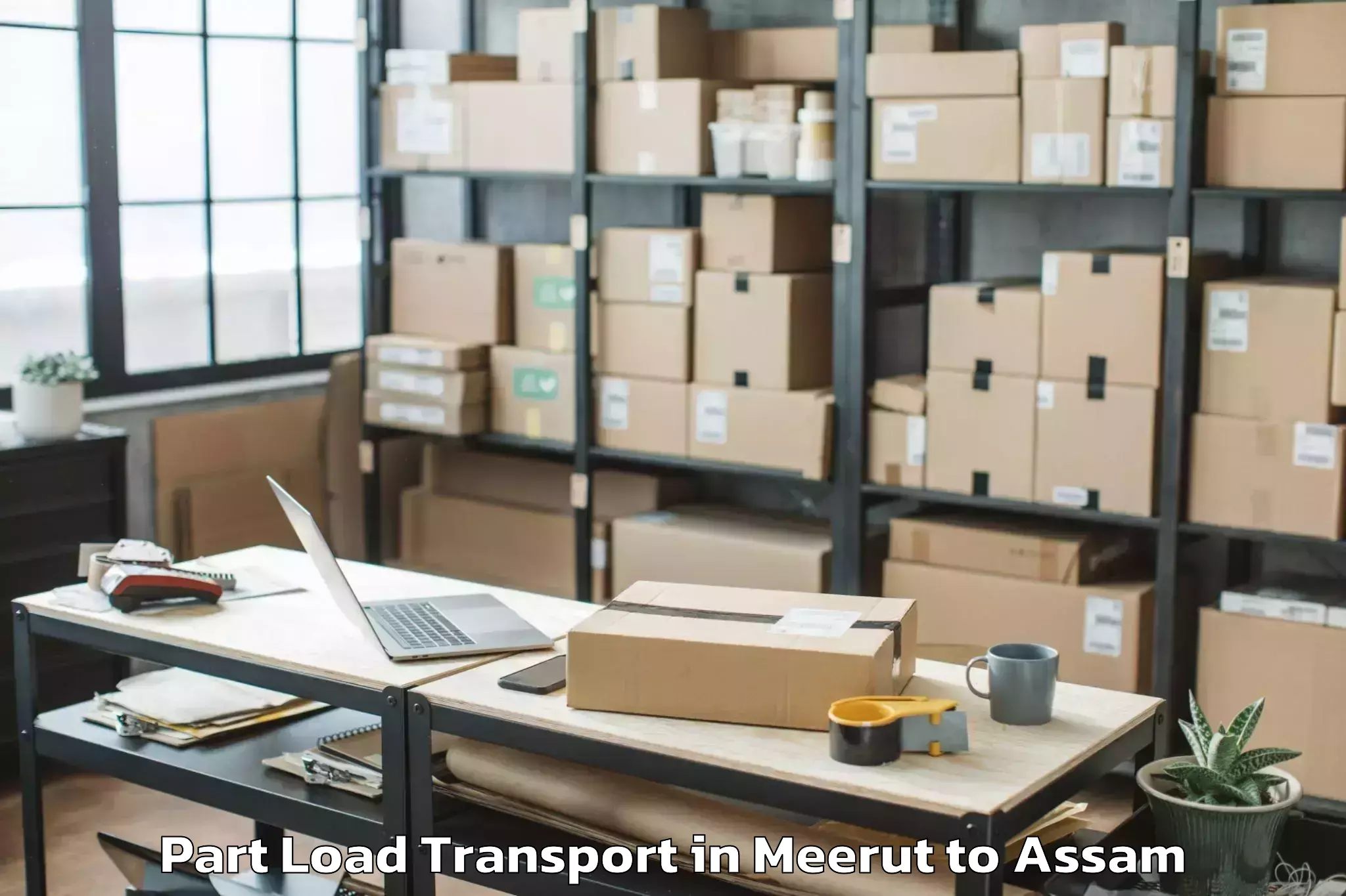 Top Meerut to Lilabari Airport Ixi Part Load Transport Available